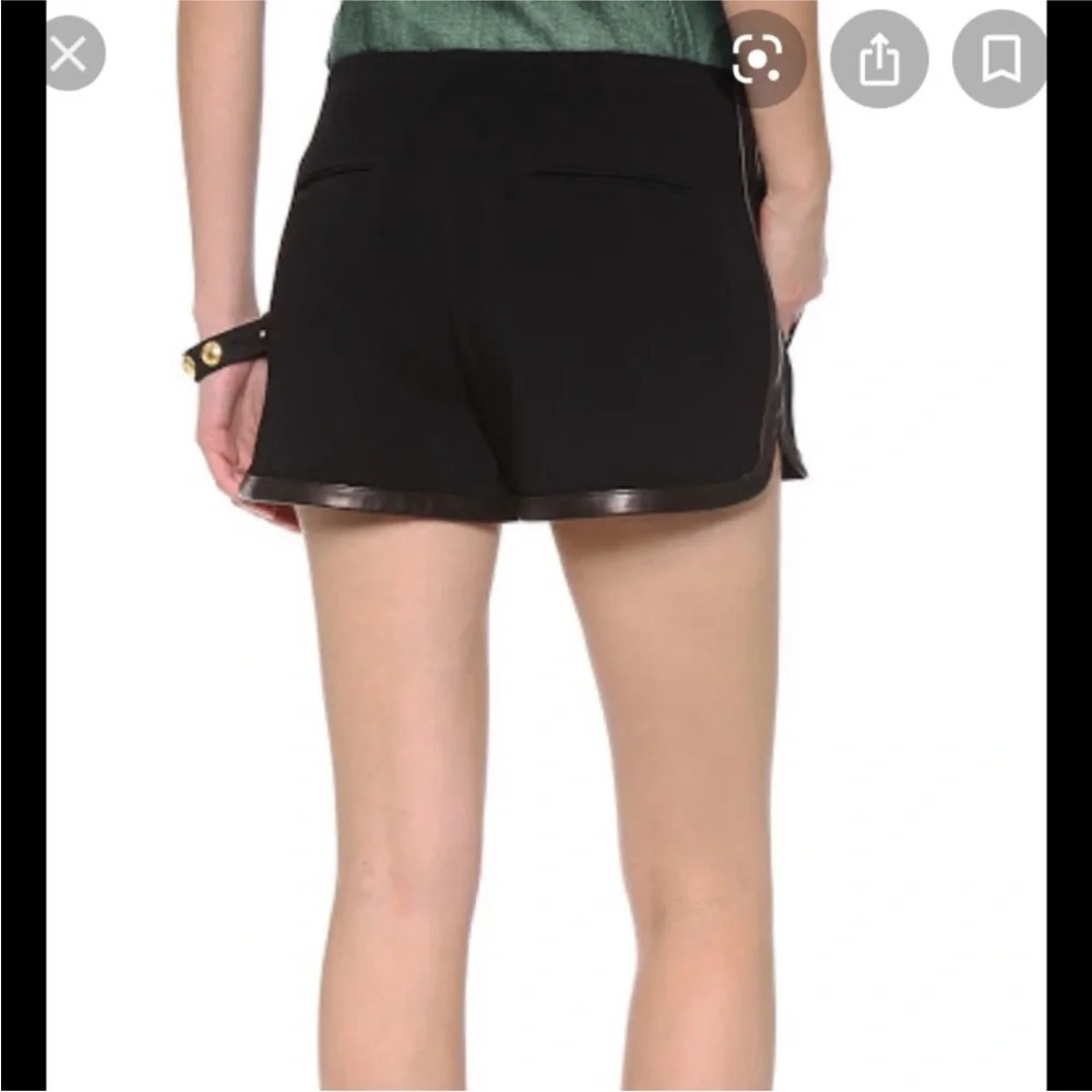 Rag & Bone Leather Trim Black Trouser Shorts Size 4 - Picture 3 of 8